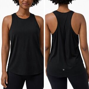 Lululemon All Tied Up Tank Top Black Pima Cotton Split Back Yoga Workout Women 8